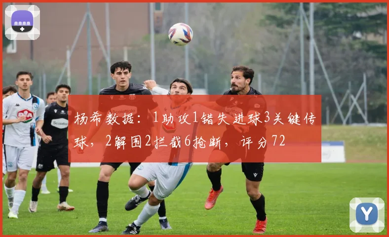 杨希数据：1助攻1错失进球3关键传球，2解围2拦截6抢断，评分72